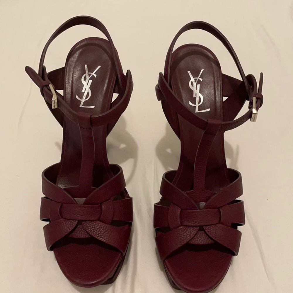 YSL Tribute Heels in Burgundy